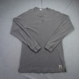 Carhartt‎ Shirt Mens Small Gray Long Sleeve Thermal Henley Cotton Workwear